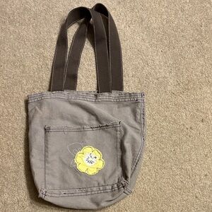 Thirty-One Tote with Dark Brown Handles and Yellow Flower